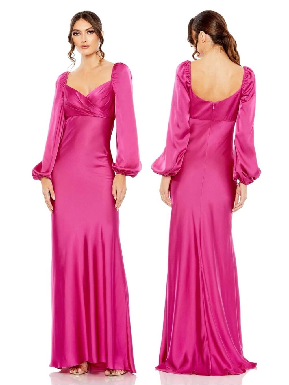 MAC DUGGAL 495191 Pink Sweetheart Neckline Puff Sleeve Gown Size 8